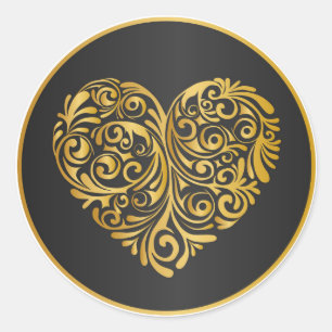 Golden hart design sticker