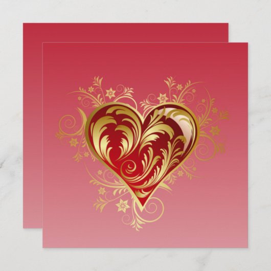 Golden hart feestdagenkaart (Voorkant / Achterkant)