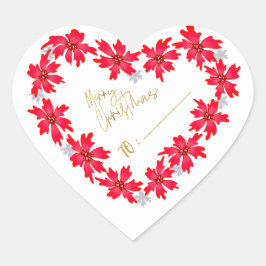 Golden hart rode poinsettia voor Kerstmis Sticker