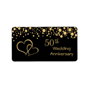 Golden harten 50th Wedding Jubileum label