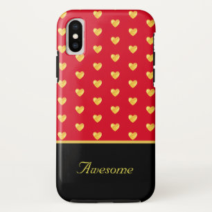 Golden harten op rood en kalligrafie op zwart Case-Mate iPhone case