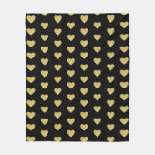 Golden harten patroon op zwart fleece deken (Voorkant)