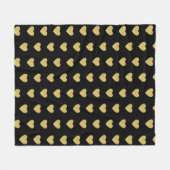 Golden harten patroon op zwart fleece deken (Voorkant (Horizontaal))