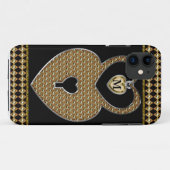 Golden hartslot met charmmonogram Case-Mate iPhone case (Achterkant (horizontaal))