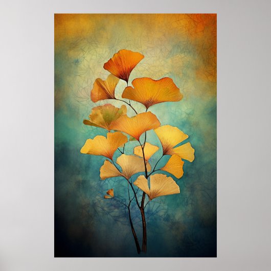 Golden Harvest: AI-geïnspireerde Herfst kleur Gink Poster (Voorkant)