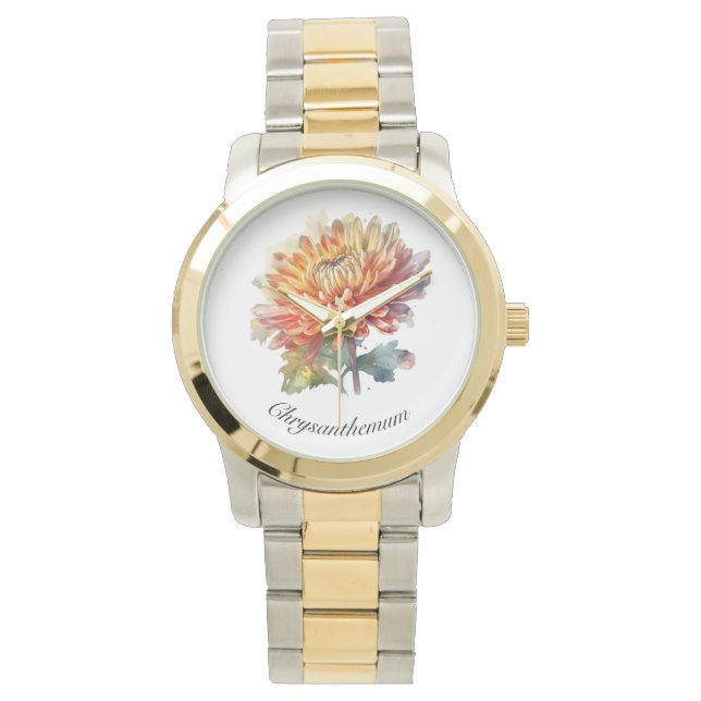 Golden Harvest Chrysanthemum, op maat Horloge (Voorkant)