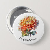 Golden Harvest Chrysanthemum, op maat Ronde Button 7,6 Cm (Voorkant /achterkant)