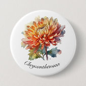 Golden Harvest Chrysanthemum, op maat Ronde Button 7,6 Cm (Voorkant)