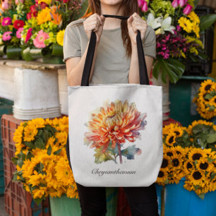 Golden Harvest Chrysanthemum, op maat Tote Bag
