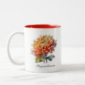 Golden Harvest Chrysanthemum, op maat Tweekleurige Koffiemok (Links)