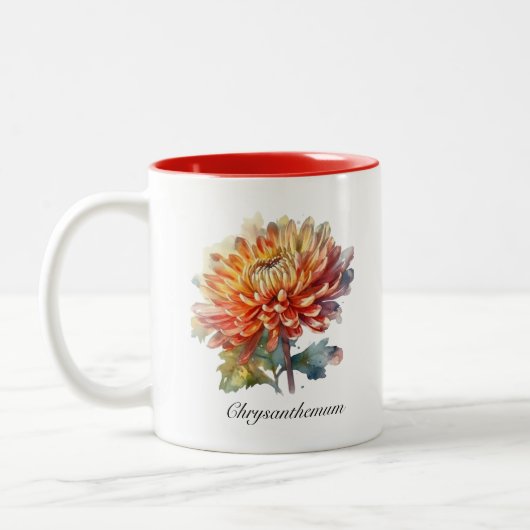Golden Harvest Chrysanthemum, op maat Tweekleurige Koffiemok (Links)