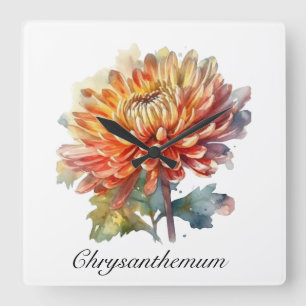 Golden Harvest Chrysanthemum, op maat Vierkante Klok