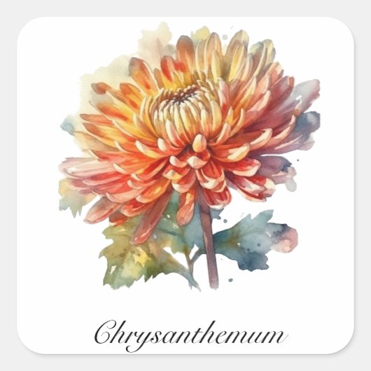 Golden Harvest Chrysanthemum, op maat Vierkante Sticker (Voorkant)