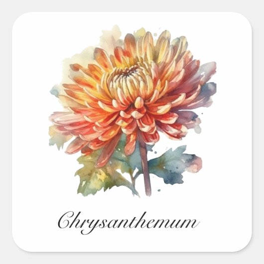 Golden Harvest Chrysanthemum, op maat Vierkante Sticker (Voorkant)