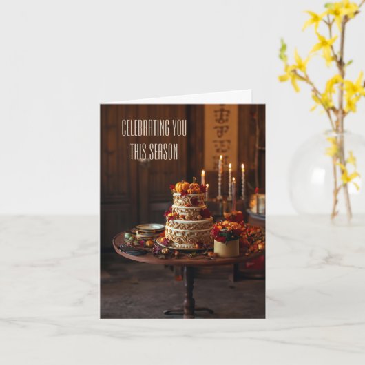 Golden Harvest Elegance Thanksgiving Verjaardag Kaart (Gele Bloem)