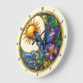 Golden Harvest Glas in lood Zonnebloem Vlinder Grote Klok (Hoek)