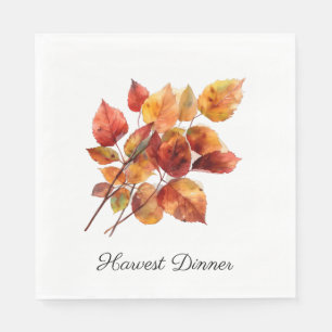 Golden Harvest Leaves: Herfst Waterverf, op maat Servet