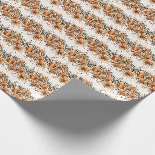 Golden Harvest: Sinaasappel & Goud Cadeaupapier (Hoek)