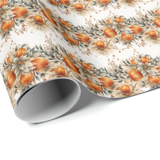 Golden Harvest: Sinaasappel & Goud Cadeaupapier (Rol Hoek)