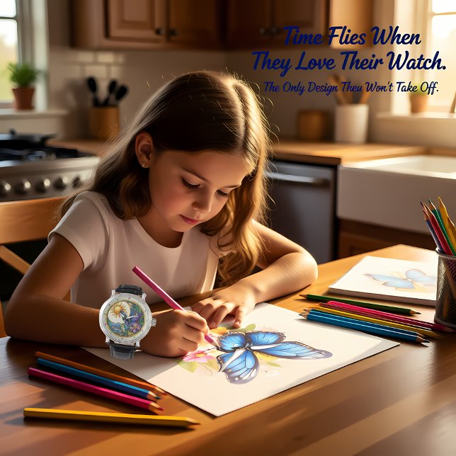 Golden Harvest Stained Glass Sunflower Butterfly Horloge (Creator heeft geüpload)