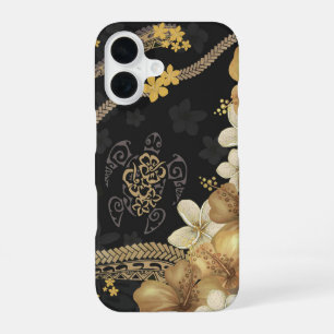 Golden Hawaiian Hibiscus & Tapa Fusion Telefoonhoe iPhone 16 Hoesje