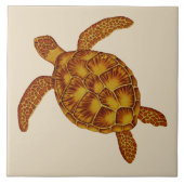 Golden Hawaiian Honu Zee Turtle Ceramic Tile Tegeltje (Voorkant)