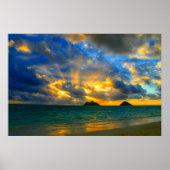 Golden Hawaiian Tropical Beach Sunset Poster (Voorkant)