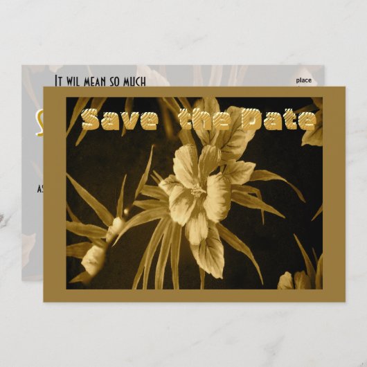 Golden Hawaiian Tropical Save The Date (Voorkant / Achterkant)