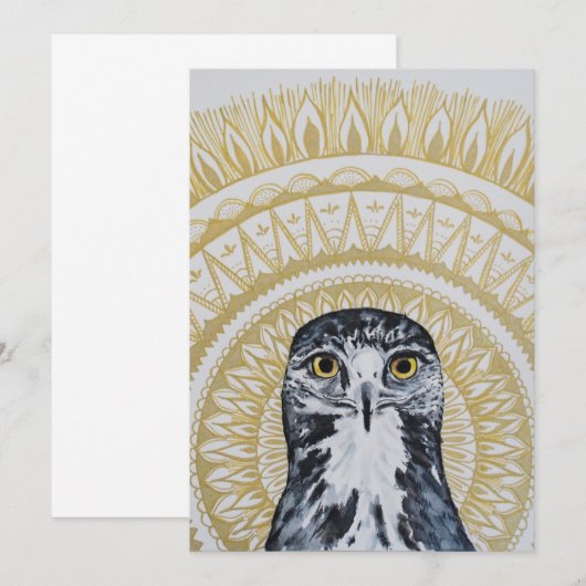 Golden Hawk Mandala Notitiekaartje (Voorkant / Achterkant)