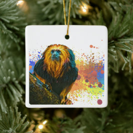 Golden Headed Lion Tamarin Keramisch Ornament