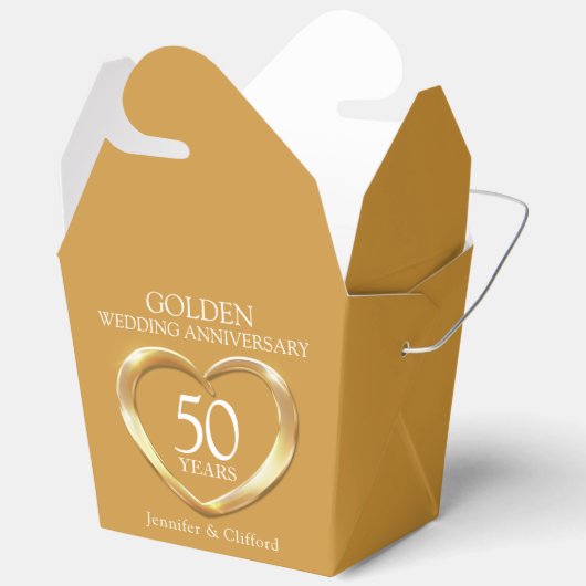 Golden heart 50th wedding anniversary custom names bedankdoosjes (Open)