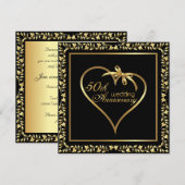 Golden Heart 50th Wedding Jubileum Party Kaart (Voorkant / Achterkant)