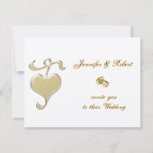 Golden Heart bruiloft uitnodiging (Voorkant)