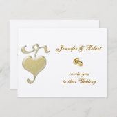 Golden Heart bruiloft uitnodiging (Voorkant / Achterkant)