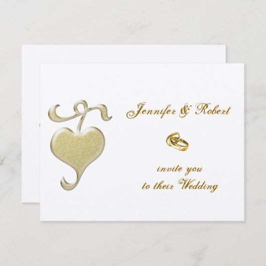 Golden Heart bruiloft uitnodiging (Voorkant / Achterkant)