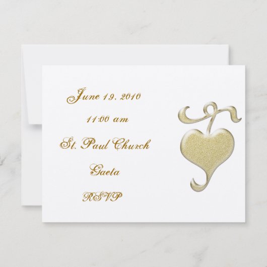 Golden Heart bruiloft uitnodiging (Achterkant)