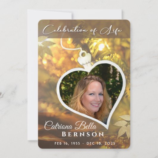 Golden Heart Celebration of Life Memorial 5x7 Kaart (Voorkant)