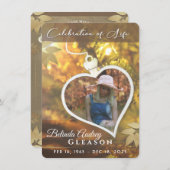 Golden Heart Celebration of Live Memorial Invite Kaart (Voorkant / Achterkant)