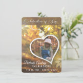 Golden Heart Celebration of Live Memorial Invite Kaart (Staand voorkant)