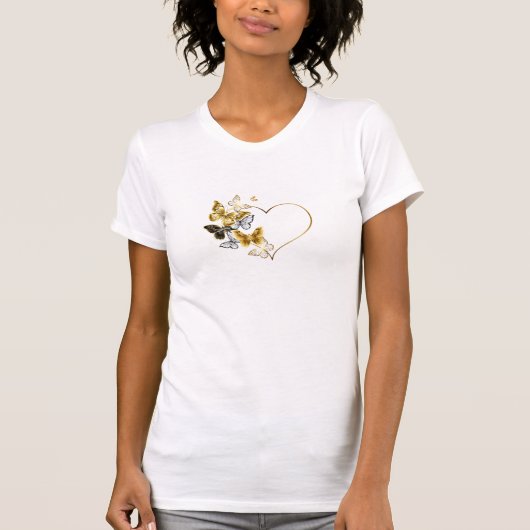 Golden Heart en Butterflies Bella+Canvas Slim Gesc T-shirt (Voorkant)