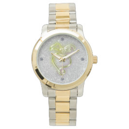 Golden Heart en Sparkles Horloge