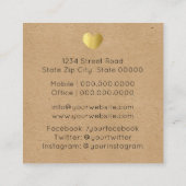 Golden Heart Made with Love Vierkante Visitekaartje (Achterkant)