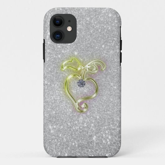 Golden Heart met Diamond en Sparkles Case-Mate iPhone Case (Achterkant)