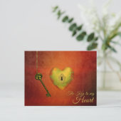 Golden Heart met Key Briefkaart (Staand voorkant)