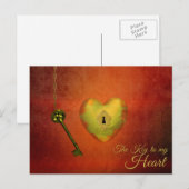 Golden Heart met Key Briefkaart (Voorkant / Achterkant)