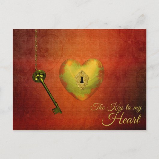 Golden Heart met Key Briefkaart (Voorkant)