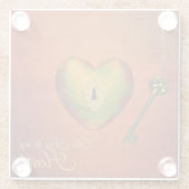 Golden Heart met Key Glazen Onderzetter (Achterkant)