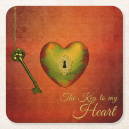 Golden Heart met Key Kartonnen Onderzetters