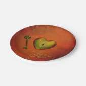 Golden Heart met Key Papieren Bordje (Gekanteld)