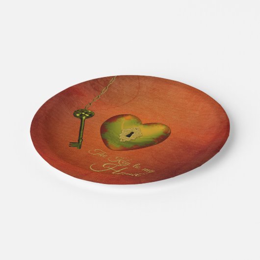 Golden Heart met Key Papieren Bordje (Gekanteld)